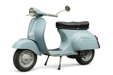 Classic light blue scooter isolated on transparent background