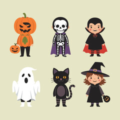 Charming Halloween Character Illustrations for Festive Decorations, Children's Books, and Themed Party Invitations, Designed for Holiday-Related Projects