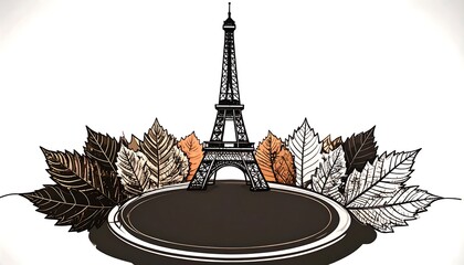 Eiffel Tower framed by autumn leaves