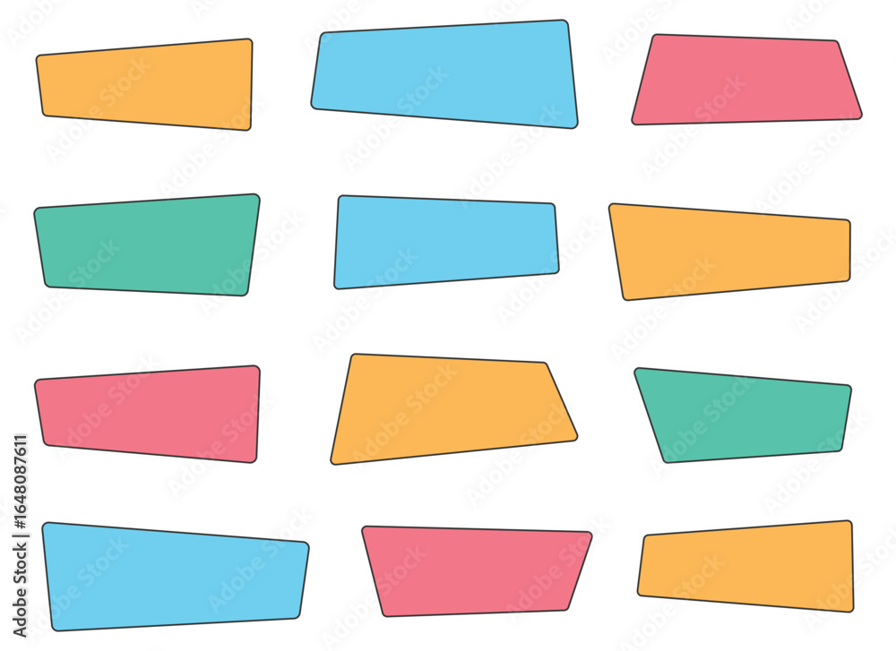 Poster colorful trapezoid shapes are arranged in a seamless pattern. the geometric figures have rounded cor