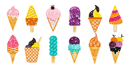 Colorful Ice Cream and Popsicle Collection: Summer Treats