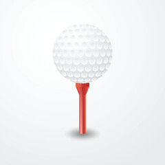 A crisp, white golf ball sits neatly on a vibrant red tee, poised for action against a clean, neutral backdrop. The scene suggests focus and precision.