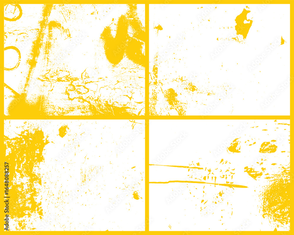 Poster an abstract collage featuring yellow and white textured grunge elements divided into four squares. t