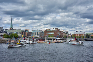 view of Stockholm, Sweden waterfront and city