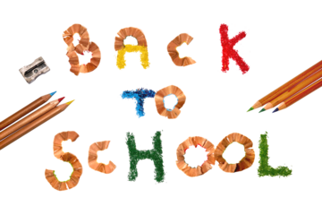 Back to School Word Art with Pencil Shavings - Transparent PNG