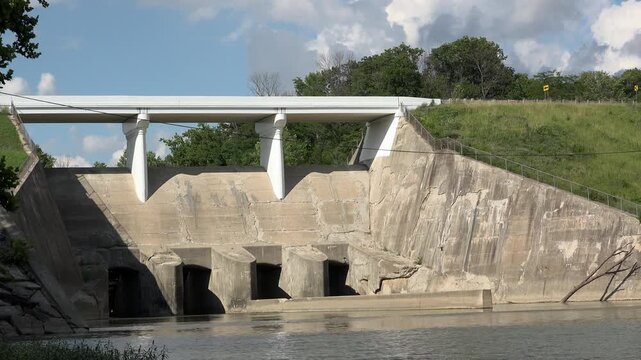 Dam with calm water flowing 4k