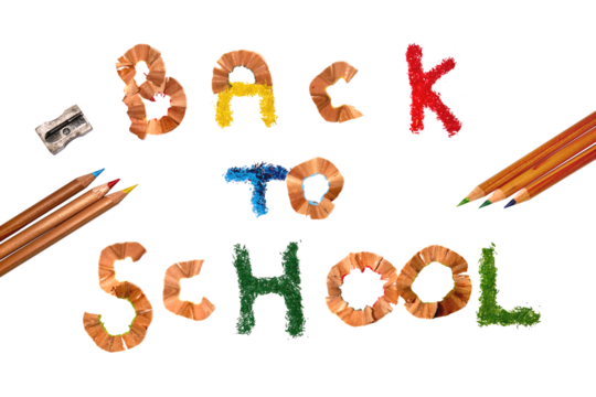 Back to School Word Art with Pencil Shavings - Transparent PNG