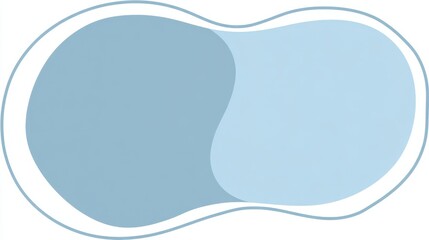 Pastel blue irregular shapes forming soft minimalist design with white border, representing contemporary graphic layout