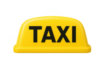 Yellow taxi sign on transparent background is waiting for passengers