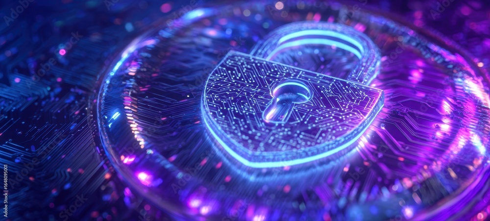 Aufkleber the padlock on a futuristic circuit board symbolizing cybersecurity and data protection