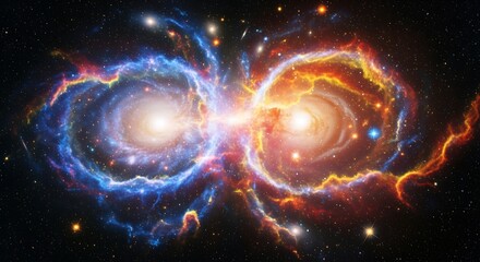 Cosmic dust clouds colliding in outer space