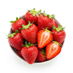 Strawberries in a Bowl on White Background