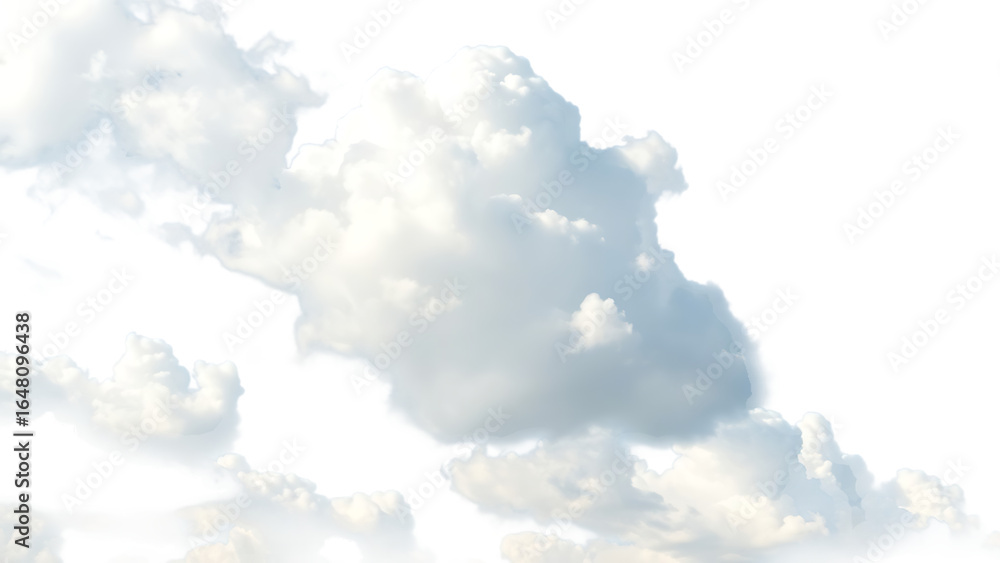 Poster realistic white cloud sky element isolated on transparent background fluffy clouds in cutout isolate