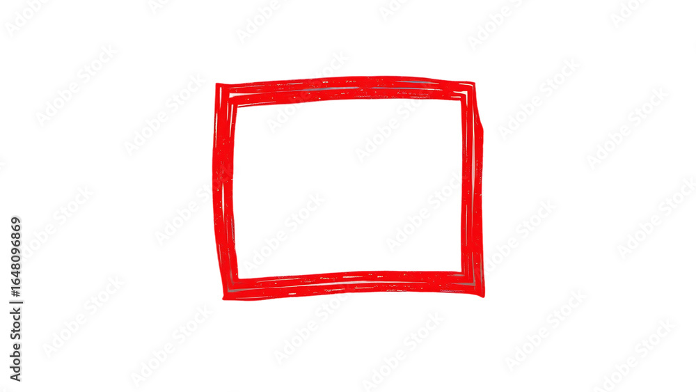 Poster Red square hand drawn marker shapes elements set Drawing square border symbol vector Doodle checklis