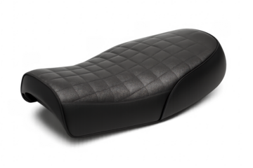 Black leather motorcycle seat isolated on transparent background