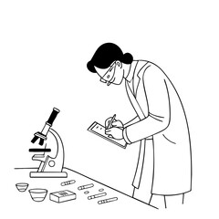 scientist with microscope