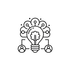 Creative idea network with people and light bulb isolated on white background