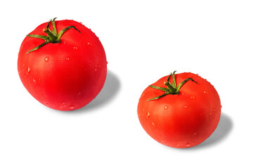 big red tomatoes isolated on white background
