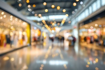 Blurry and bokeh effects of shopping mall interiors for backdrop
