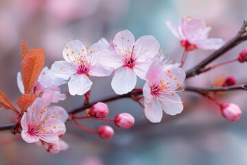 Blurry backdrop featuring lovely spring cherry blossoms