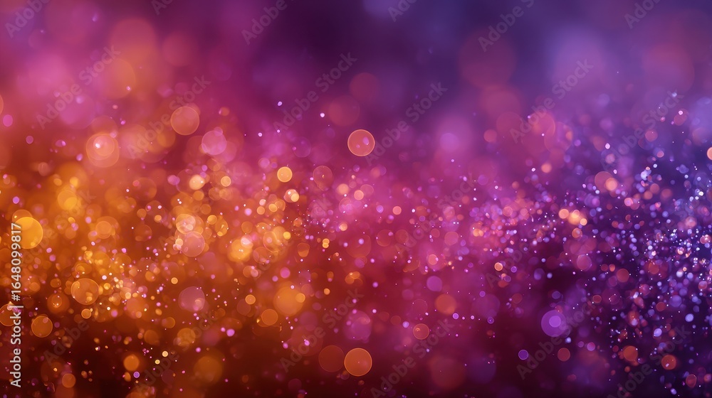 Poster abstract arrangement of floating colorful circles on a background gradient from orange to purple cre