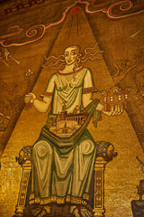 Obraz premium Queen of Lake Malaren mosaic in the Golden Hall of Stockholm city hall
