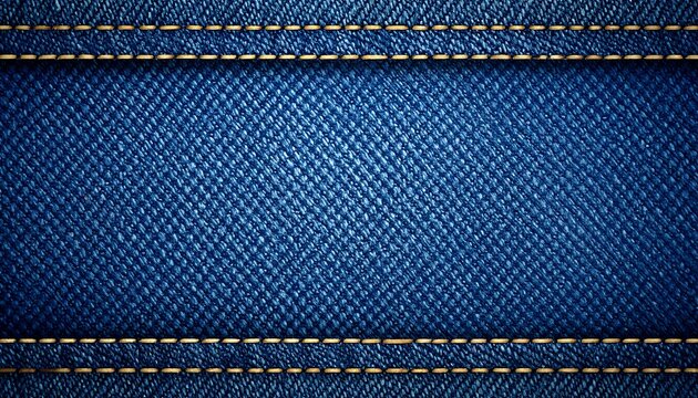 Close-up of dark blue denim fabric with stitching