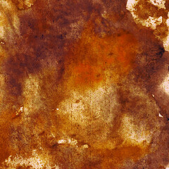 Brown red burnt orange rusty yellow white abstract watercolor. Colorful grunge art background....