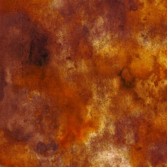 Brown red burnt orange rusty yellow white abstract watercolor. Colorful grunge art background....