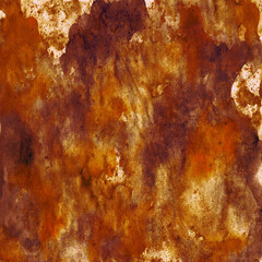 Brown red burnt orange rusty yellow white abstract watercolor. Colorful grunge art background....