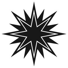 Sharp starburst explosion graphic silhouette isolated on white background