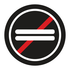 Red slash through double equal sign symbol silhouette isolated on white background
