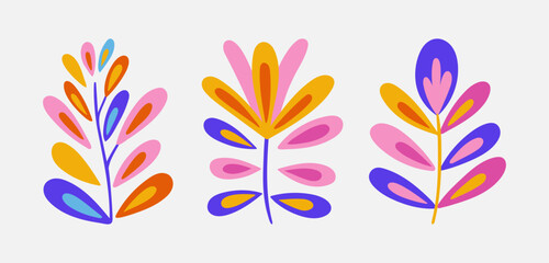 Colorful Abstract Leaf Vector Set.