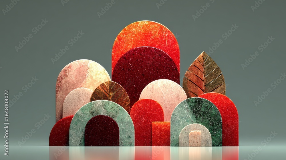 Poster the image is a colorful arrangement of various shapes and sizes