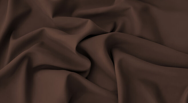 Chocolate Martini 2025 pantone color. Elegant crumpled fabric. Matte silk satin material with wavy folds. Neutral chocolate black coffee brown. Wood, cedar, umber, taupe, wenge, deep winter hues.