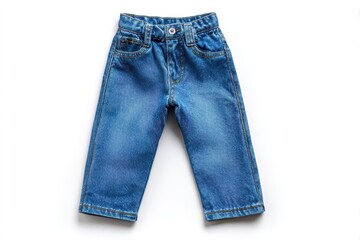 Isolated white background featuring denim shorts