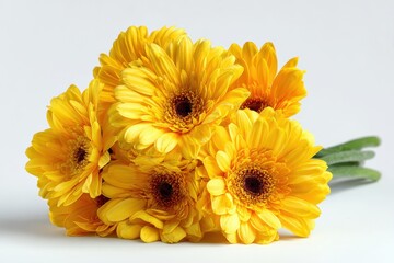 Isolated yellow gerberas on a white background for Valentine s Day
