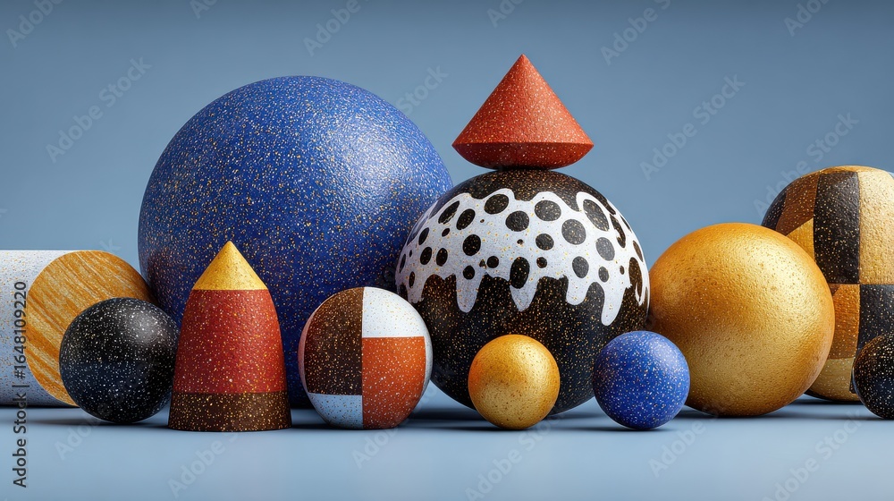 Poster Collection of colorful balls and spheres arranged in a pattern