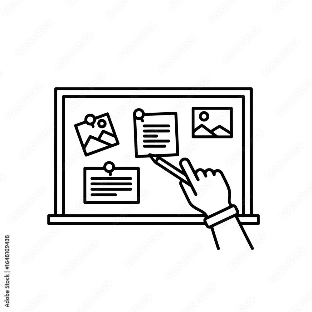 Aufkleber vector icon of hand pointing at notes on a bulletin board