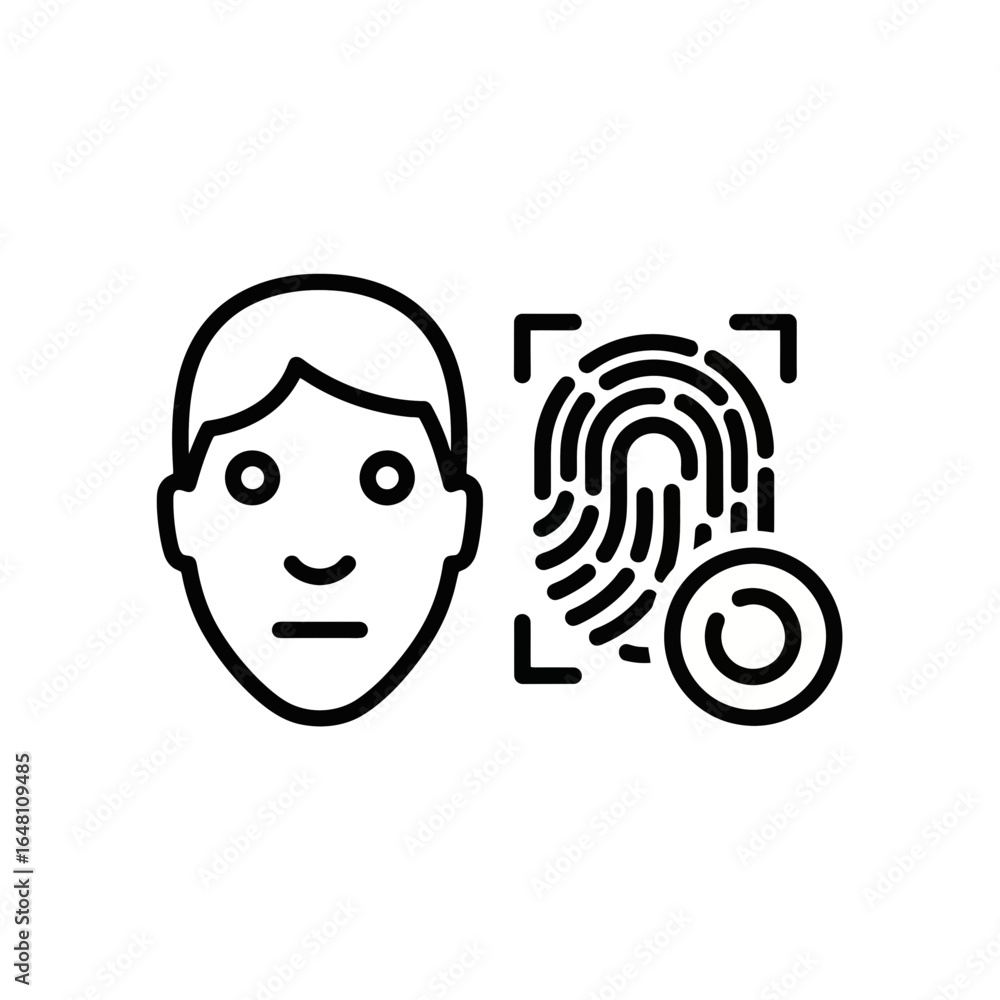 Poster modern banking icon with face and fingerprint recognition