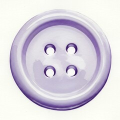 Light purple plastic sewing button with four holes on neutral background, detailed macro shot for textile and craft industry materials