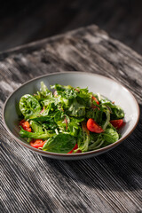 Green salad served in a cafe. 