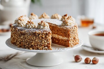Nut cake on light table