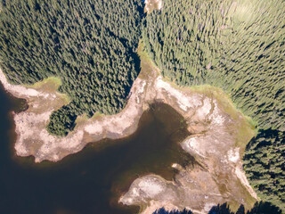 Aerial panorama of Shiroka polyana Reservoir, Bulgaria