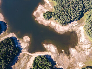 Aerial panorama of Shiroka polyana Reservoir, Bulgaria