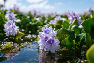 Photo of water hyacinth on water during the day