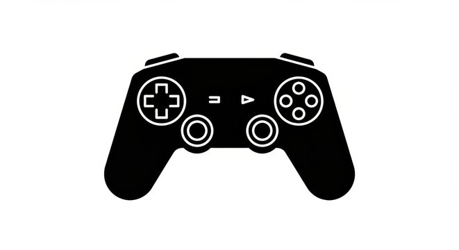 Sleek black game controller illustration for digital gaming and entertainment projects