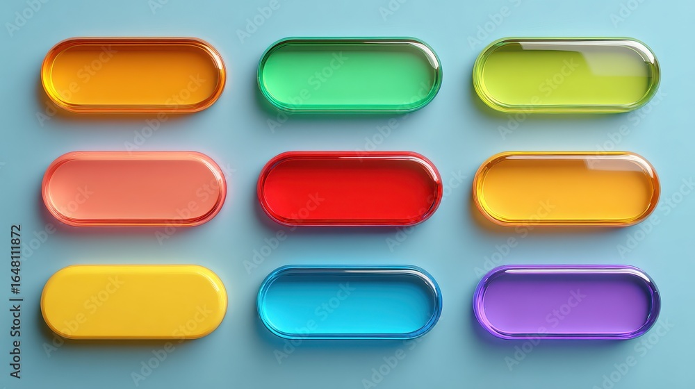 Poster row of colorful buttons with a blue background