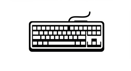 Simple black and white keyboard illustration for technology and communication designs