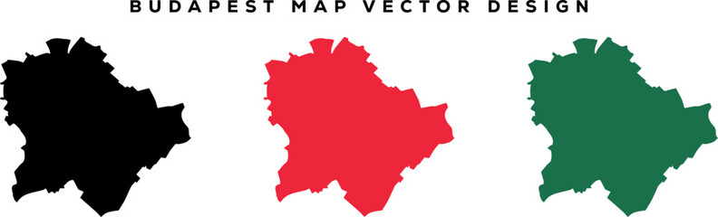 Budapest Hungary Map Vector Illustration | Detailed City Travel Guide Design